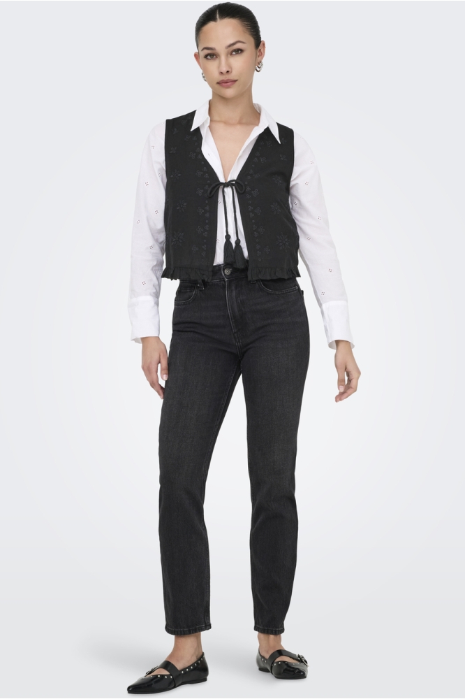 ONLJAKIRI LINEN S/L EMB VEST PTM 15346503 BLACK